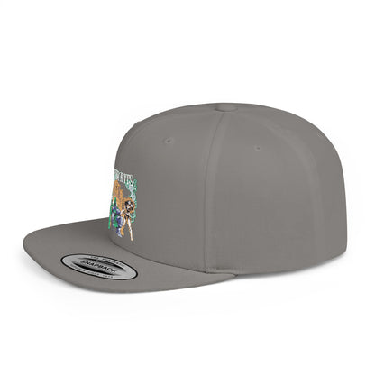 Urban Adventure Flat Bill Snapback Hat - Trendy Embroidered Design